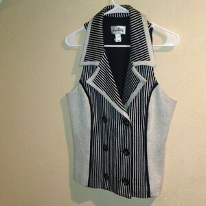 Joseph Ribkoff Striped Y2K Button up Vest Striped Polkadot 14